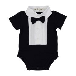 Black formal onesie, short sleeve