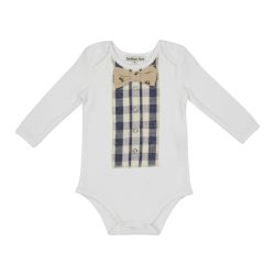 big check bowtie onesie