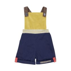 mustar and navy overalls