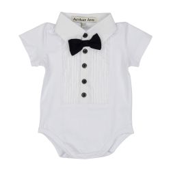 white formal onesie short sleeve