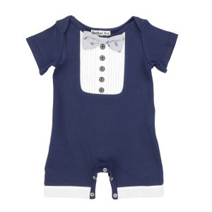 Navy Leg Bowtie Onesie