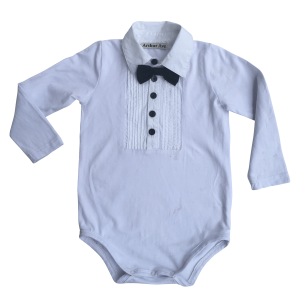 Long Sleeve White Formal Onesie.