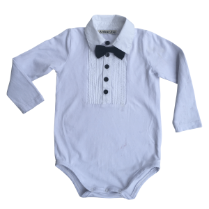 Long Sleeve White Formal Onesie.