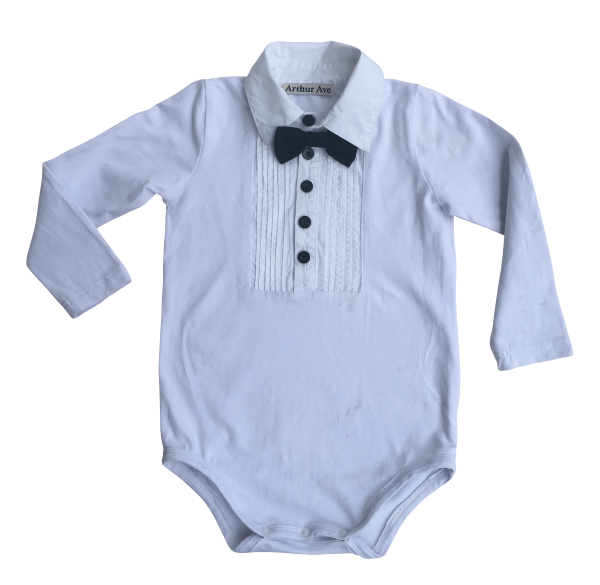 Long Sleeve White Formal Onesie.