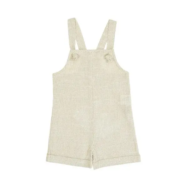 Beige Stripetie Front Overalls