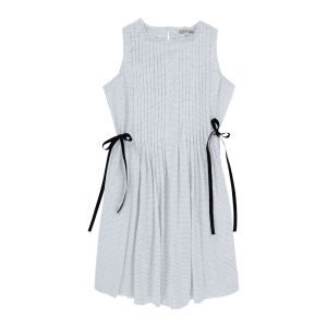 Cotton B & W Dot Pleat Dress