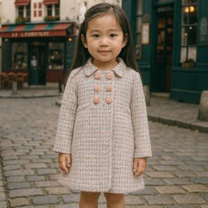 Pink Button Tweed Coat