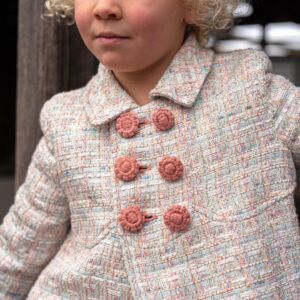 Pink Button Tweed Coat 1