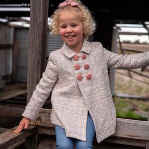 Pink Button Tweed Coat 2