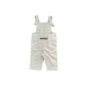Neutral Long Plaid Overalls
