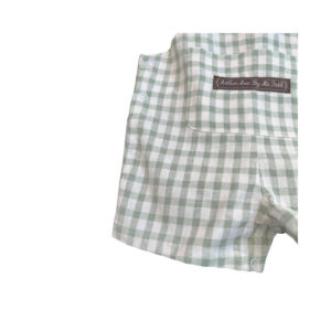 Neutral Shorty Plaid Overalls 2