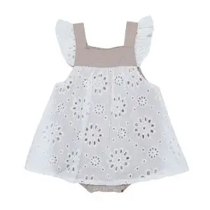 Neutral Love Cotton Lace Overlay Playsuit