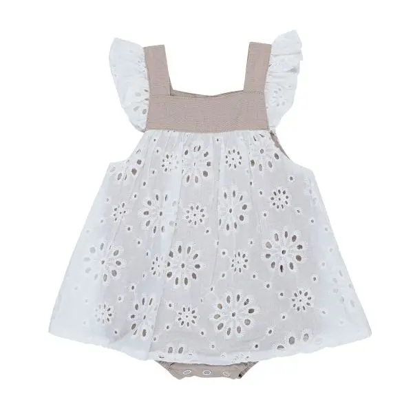 Neutral Love Cotton Lace Overlay Playsuit
