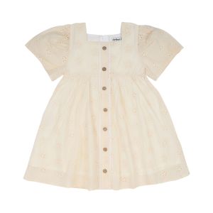 Peach Rose & Butter Cream Embroidery Anglaise Older Dress