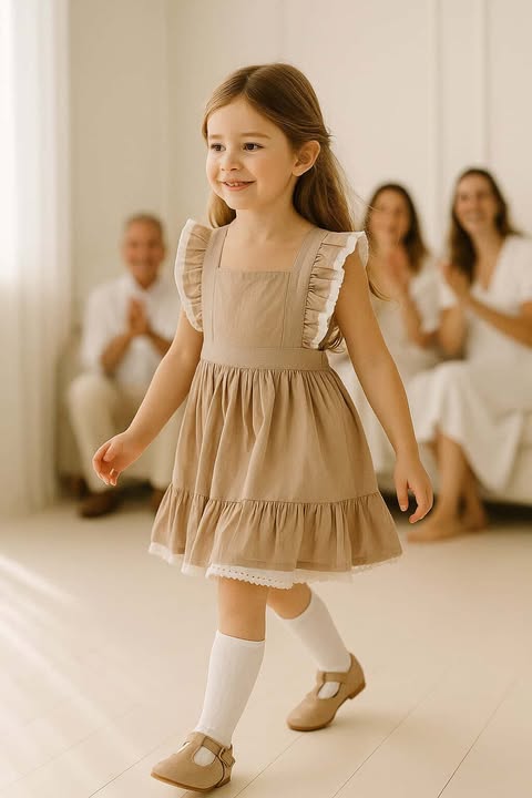 "Neutral Love" Frilly Girls Dress - Image 3