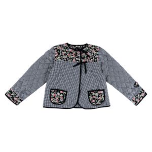 Black Floral & Gingham Quilted Coat