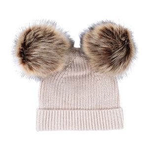 Furry Ear Beanie - Beige