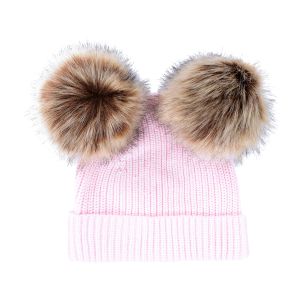 Furry Ear Beanie - Soft Pink