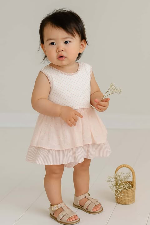 "London Pink" Soft Pink Cotton Skirt Playsuit - Image 3