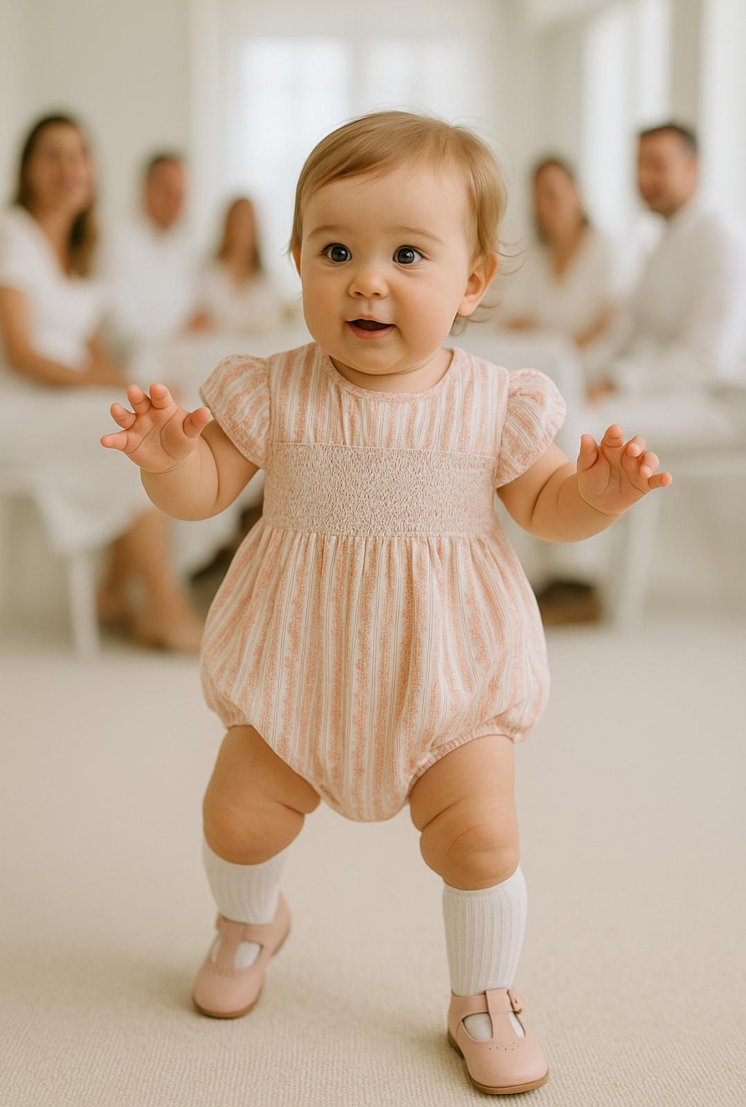 "London Pink" Soft Pink Smock Playsuit - Image 2