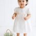 Dusty Rose Vintage Baby Girls Dress - Antique White - 3yr